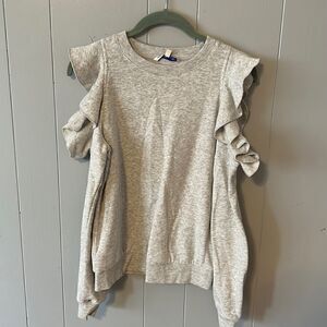Rebecca Minkoff Grey Ruffle Cold Shoulder Sweatshirt Size XS